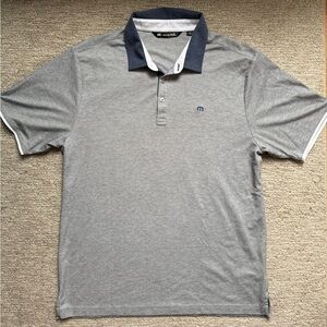 TravisMathew Gray Golf Polo Shirt Mens Size L Pima Cotton Blend Performance